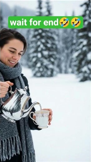Pouring Hot Tea in Freezing Snow 😱❄️ | Winter Magic #PouringTea #youtubeshorts #shorts
