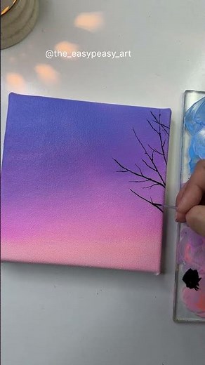 Sunset landscape painting/ Acrylic painting tutorial for beginners