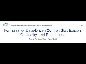 Data Driven Control using MATLAB Part 1 Stabilization and Optimal Control
