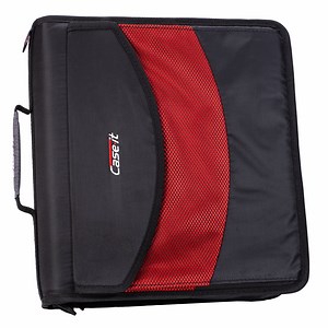 Case-it The Dual 2-in-1 Zipper Binder-Two 1.5 inch D-Rings-Pen Pouch and Shoulder Strap -600 Sheet Capacity-Black Dual-121-a