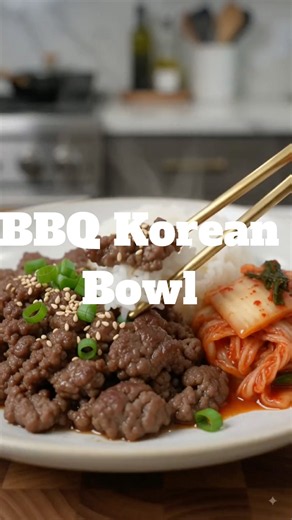 Spicy And Savory Korean BBQ Beef With Rice And Kimchi 😋#youtubecooking