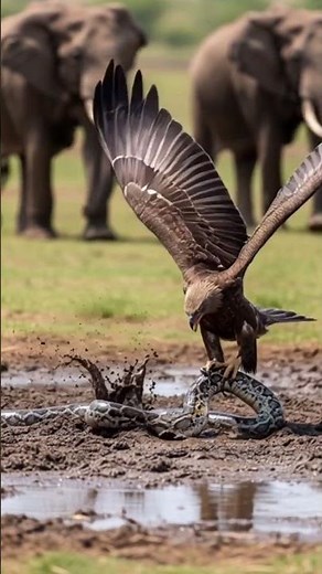Eagle catching python in mud #videos #birds #wildlife #animallife #amazing #shorts