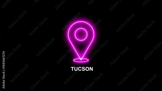 Location of the city of Tucson, the name of the place with the location has been displayed, sign animated with alpha channel 4k video navigation signal direction sign search address position map icon