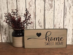 Home Sweet Home Wood Sign: Primitive Distressed Decor, Shelf Sitter - Etsy