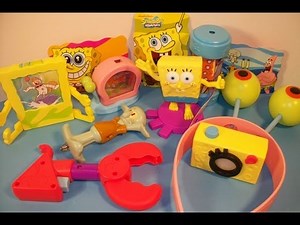 2011 SPONGEBOB SQUAREPANTS BIKINI BOTTOM SOUVENIR SHOPPE SET OF 8 BURGER KING TOYS VIDEO REVIEW