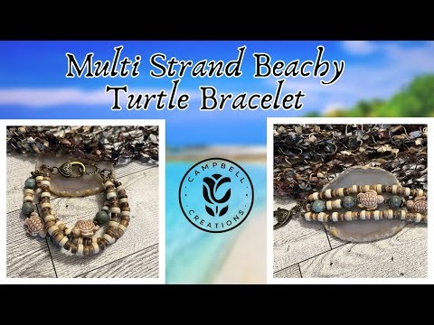 Multi Strand Beachy Turtle Bracelet
