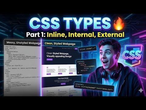 CSS Tutorial Part 1 🔥 Types of CSS Explained (Inline, Internal, External)