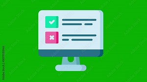 Animated right wrong tick mark Message on Screen Icon - Green Screen Motion Graphic Stock Video