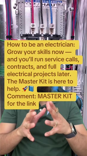 How to be an electrician: Grow your skills now — and you’ll run service calls, contracts, and full electrical projects later. The Master Kit is here to help. 🚀📘 Comment: MASTER KIT for the link