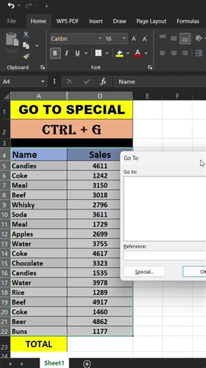 Excel Go To Special Shortcut | Ctrl + G Trick