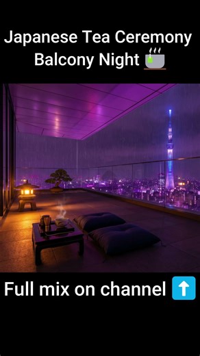 Japanese Tea Ceremony Balcony Night 🍵 Chill Lofi Beats | Tokyo Lofi #Shorts