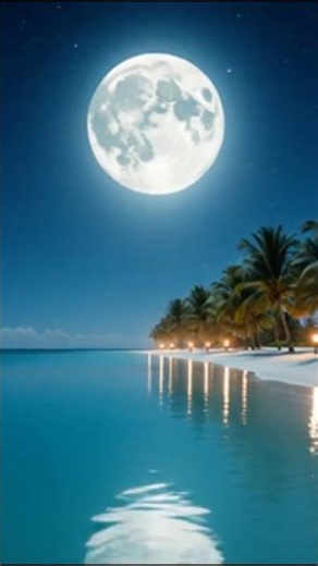 🌕 Full Moon Over a Tropical Beach🌴 #shorts