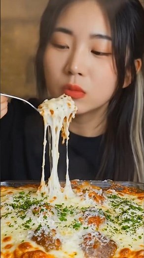 Cheesy Lasagna Bake Mukbang | Satisfying ASMR Eating Sounds 🤤#Shorts