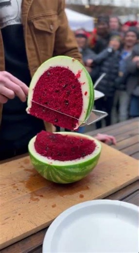 Russian Girl Cuts Watermelon… Wait, It’s a Cake?! 🍉🎂#cake #baby#russia #watermelon #santa #shorts