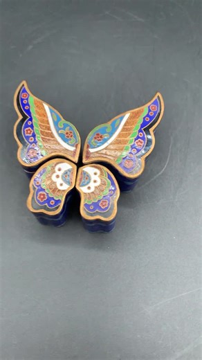 Vintage Chinese Cloisonné Butterfly Trinket Boxes | Enameled Segmented Box Set - Etsy