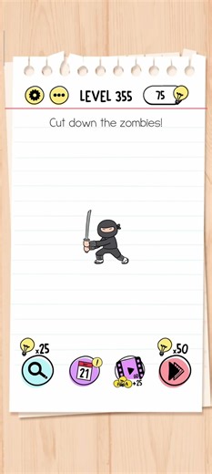 Brain Test Level 355: Cut down the zombies! ⚔️🧟‍♂️ #shorts