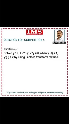 Q.26 IMS (Institute of Mathematical Sciences) New Delhi #ias #ifos #upscmathsoptional #upsc #maths