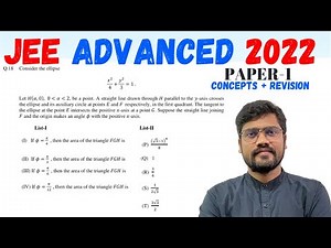Ellipse Question JEE ADVANCED 2022 PAPER-1 | CONIC SECTION