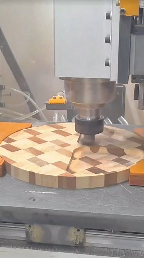 CNC Router Cutting an End Grain Checkered Cutting Board