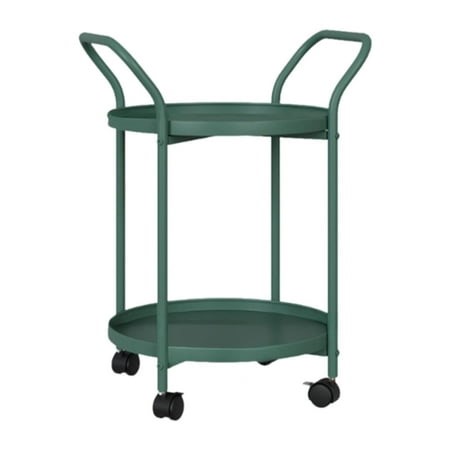 Tnarru 2 Tier Round Side Table Rolling Cart Metal Fruits Holder End Table with Wheels Serving Trolley for ,Office Living Room Garage green - Walmart.ca