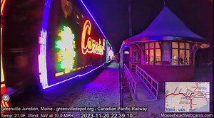 The Canadian-Pacific Railway Christmas Train passed by Moosehead Lake late Monday night. The camera Save the Depot in Greenville Junction, Maine captured the magic! | Meteorologist Ted McInerney