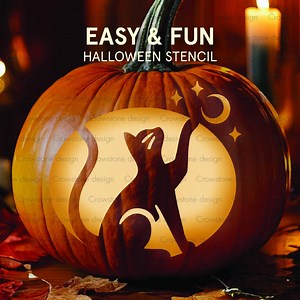 Halloween Cat and Moon Pumpkin Carving Stencil,printable Halloween Pumpkin Carving Template,cat Jack-o-lantern Stencil,kids Halloween Crafts - Etsy Canada