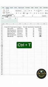 What does Ctrl T do in Exel 💥💯🚀 #Excel #explore #exceltips #Microsoft #trendingnow | DK TECH Computer GYAN