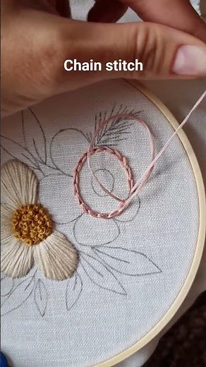 Chain stitch quick tutorial✨️ Floral embroidery🌸 #embroidery #tutorial #diy #handmade #craft #stitch
