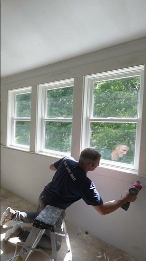 Easiest way to trim out triple windows 💥💥 #diy #homeimprovement