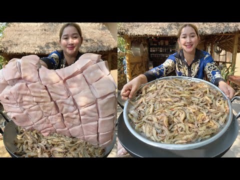 Cooking with Sros: Pork Belly, Shrimp Amazing Cooking Recipe | Mommy Chef Sros Cooking Skill