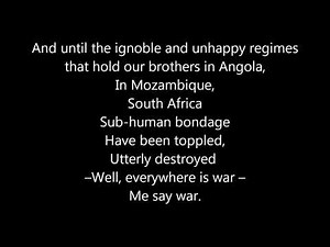 BOB MARLEY - WAR . with lyrics.