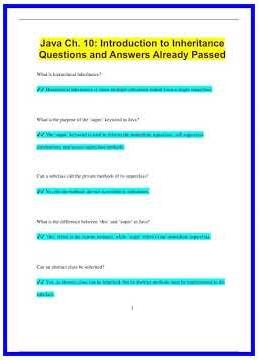 Java Ch 10 Introduction to Inheritance Questions and Answers Already Passed878 636x882