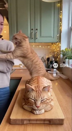🍰Cat Cake Cut = Instant Kitchen Chaos 🐱