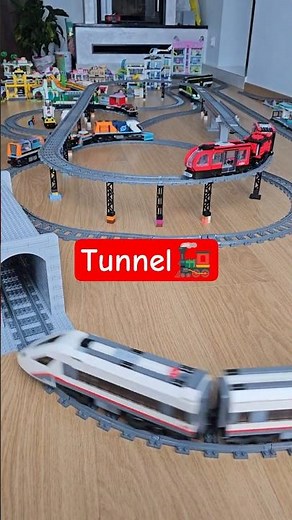 6 LEGO trains running at once + tunnel action! 🚂🔥