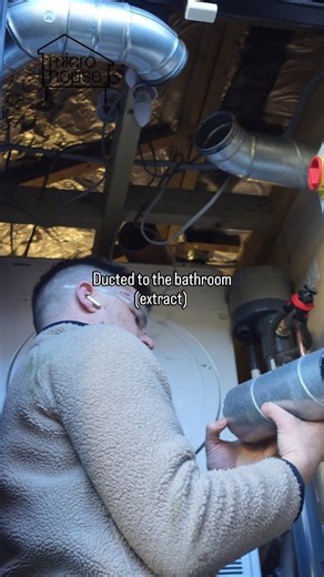 Micro House 🏳️‍🌈 🏴󠁧󠁢󠁳󠁣󠁴󠁿 on Instagram: "Install of the MVHR; best ventilation and dehumidification in universe 🌌 . . . . . #construction #ventilation #mvhr #mould #damp"