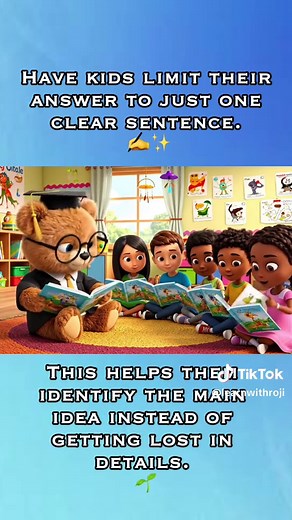 📖 How to Help Kids Find the Main Idea After reading a paragraph, asking “What was this mostly about?” helps kids focus on the big idea instead of getting lost in details. 📚🧠 Limiting answers to one clear sentence trains the brain to prioritize important information. This simple habit strengthens comprehension across all subjects. 🌟 Big-picture thinking matters! 🌟 Why This Works: Identifying the main idea reduces cognitive overload. 🧠✨ When kids learn to filter out extra details and focus o
