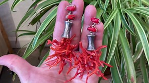 Sterling Silver Ethnic Statement Coral Long Earrings - Etsy