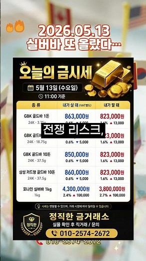🔥 5/13 Gold Bar / Silver Bar 1kg Market Prices Revealed