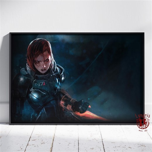 Mass Effect Poster | Commander Shepard Wall Art | Unframed Canvas Print | Gift Game Poster - Etsy