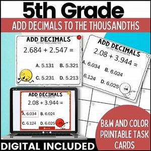 5th Grade Math Review Add Decimals Print & Digital Resource