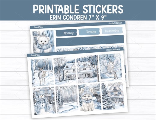 Frosty Stillness Weekly Sticker Kit for Erin Condren & Vertical Planners (printable) - Etsy