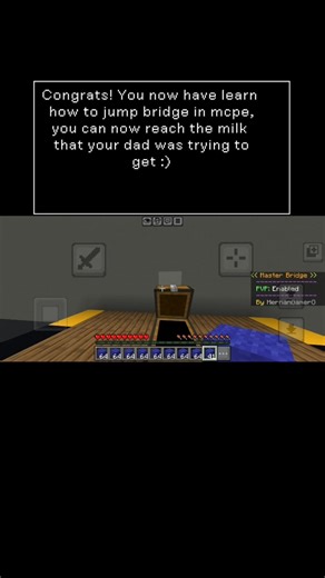 how to jump bridge in mcpe part 2 #mcpe #bridging #toturial #simple #phonk