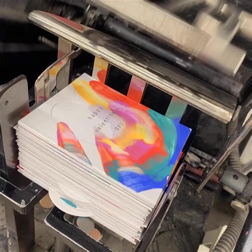 Each card is hand painted on large pieces of card stock before being diecut and foil stamped on one of our antique foil presses. The result is a completely one of a kind card. This card uses our swirl paint process.Flat Card Size: 4.25 x 5.5