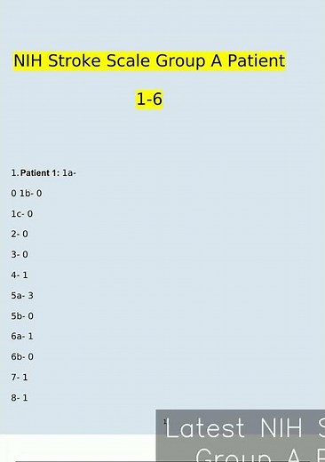 Latest NIH Stroke Scale Group A Patient 16 Complete 100 Verified video