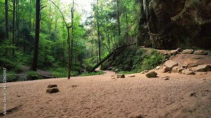 Hocking Hills Ash Cave Aerial Forest Hiking Trail Scenic View