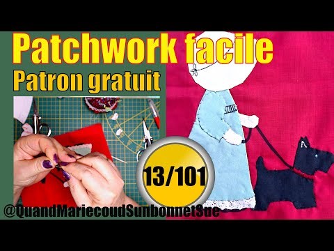 🟢Hand Sewing Tutorial: The Sunbonnet Sue and Dog Appliqué for Beginners (Free Pattern)