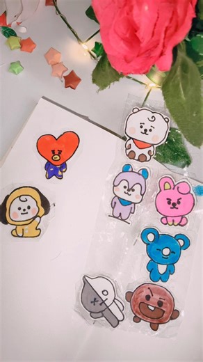 BTS "SWIM" Song Special: Making Handmade BT21 Stickers 💜✨ #BTSComeback #Journaling