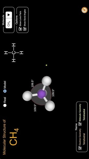Molecular Geometry - CH4 (methane) - Tetrahedral