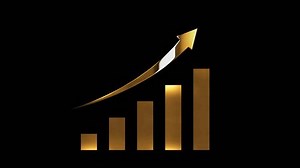 Golden Bar Chart Data Arrow Growth Animation,alpha channel