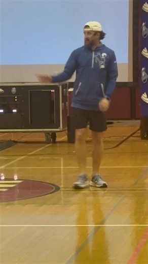 Trey Mock, also known as Blue the Indianapolis Colts Mascot, delivered a presentation on kindness and anti-bullying. | Woodrow Wilson Middle School